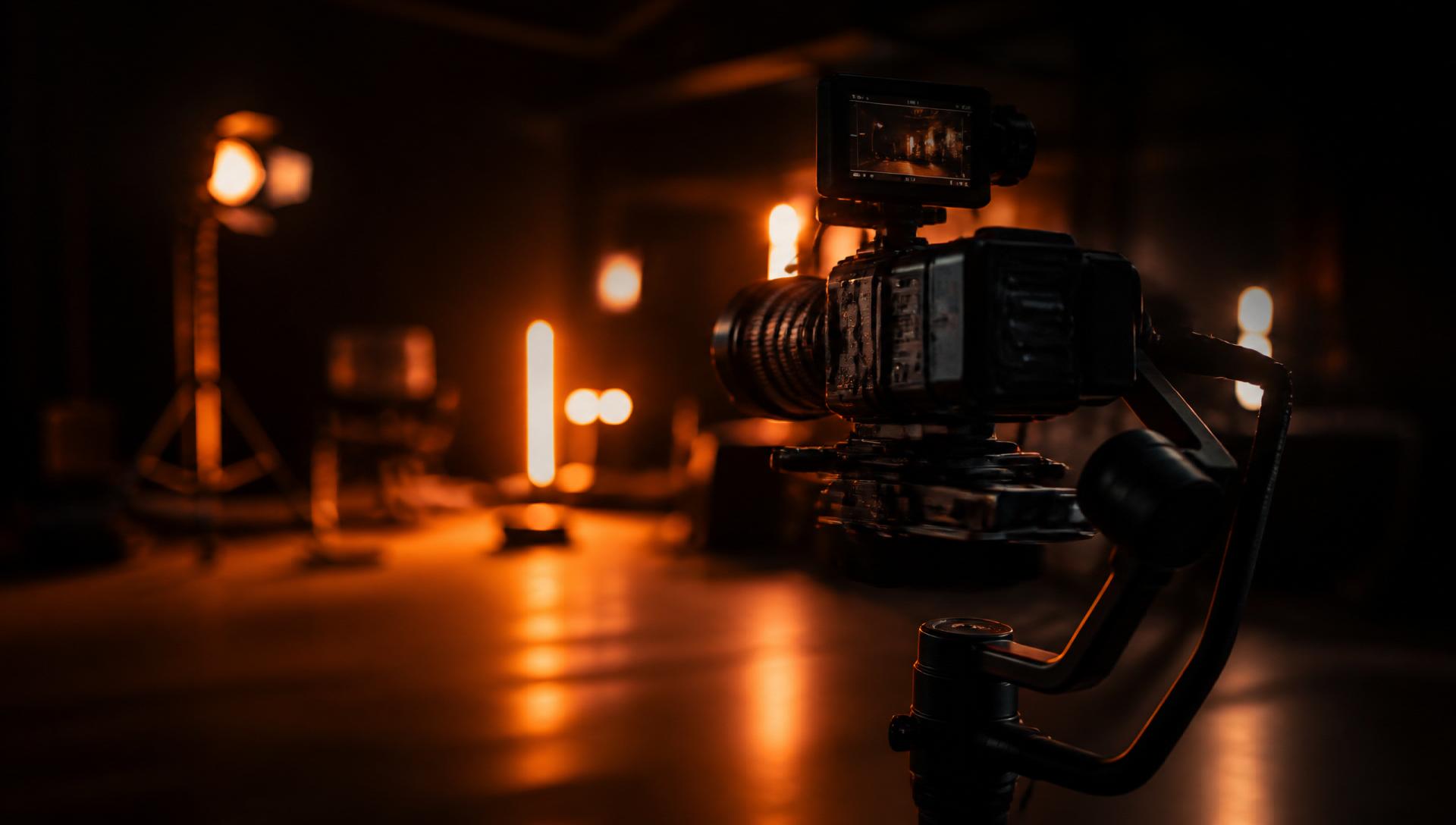 Câmera de cinema em set de filmagem da Ellcazo Studio